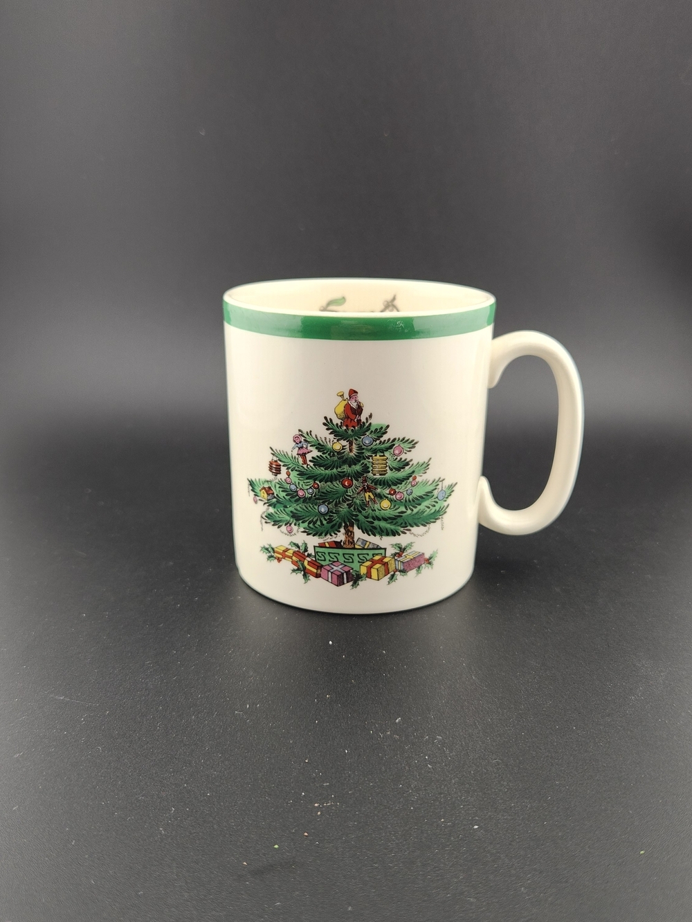 Spode Green-Rim Christmas Tree Ceramic Mug